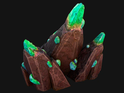 Rocks Crystals Gems Pack for Cave Dungeon Mine 3D Model