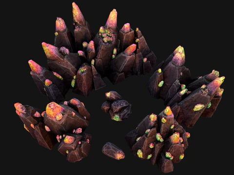 Rocks Crystals Gems Pack for Cave Dungeon Mine 3D Model
