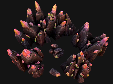 Rocks Crystals Gems Pack for Cave Dungeon Mine 3D Model