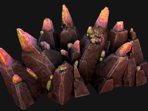 Rocks Crystals Gems Pack for Cave Dungeon Mine 3D Model