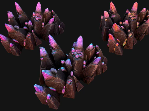Rocks Crystals Gems Pack for Cave Dungeon Mine 3D Model