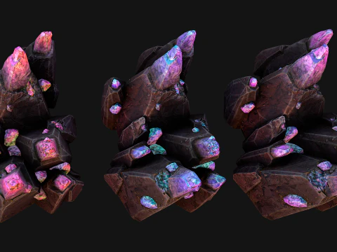 Rocks Crystals Gems Pack for Cave Dungeon Mine 3D Model