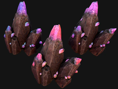 Rocks Crystals Gems Pack for Cave Dungeon Mine 3D Model
