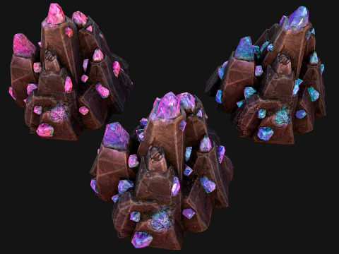 Rocks Crystals Gems Pack for Cave Dungeon Mine 3D Model