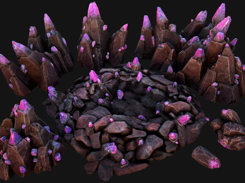 Deposits of Gems and Crystals for Dungeon and Mine 3D Model