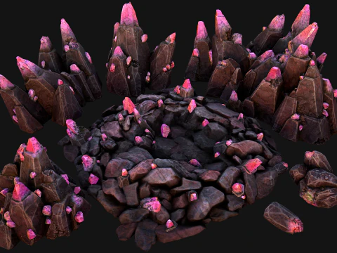 Deposits of Gems and Crystals for Dungeon and Mine 3D Model