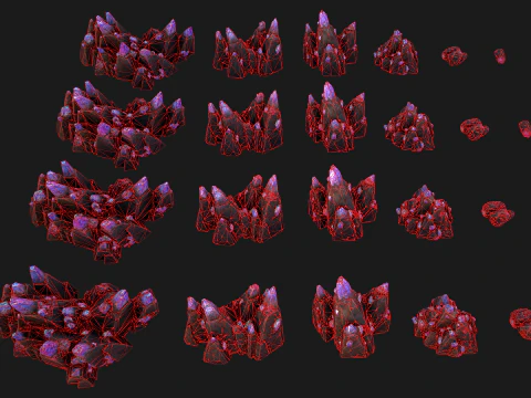 Deposits of Gems and Crystals for Dungeon and Mine 3D Model