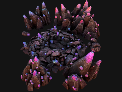 Deposits of Gems and Crystals for Dungeon and Mine 3D Model
