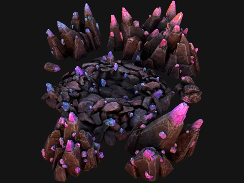 Deposits of Gems and Crystals for Dungeon and Mine 3D Model