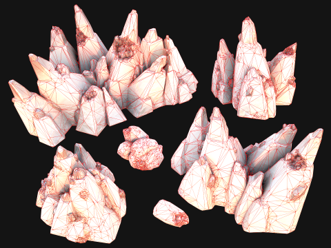 Deposits of Gems and Crystals for Dungeon and Mine 3D Model