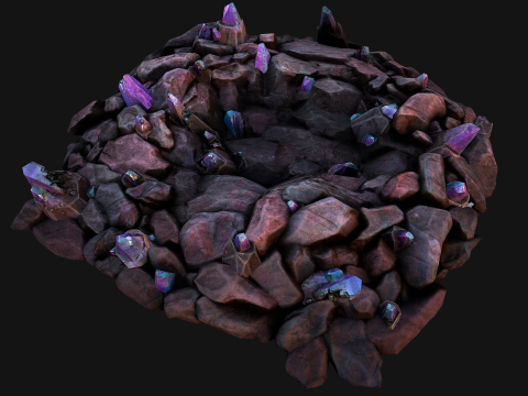Deposits of Gems and Crystals for Dungeon and Mine 3D Model