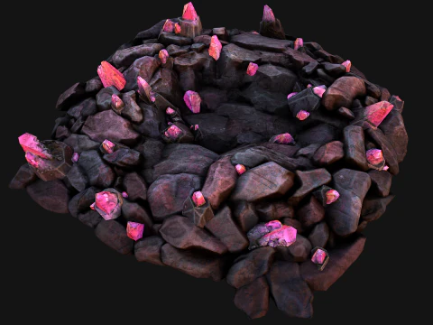Deposits of Gems and Crystals for Dungeon and Mine 3D Model