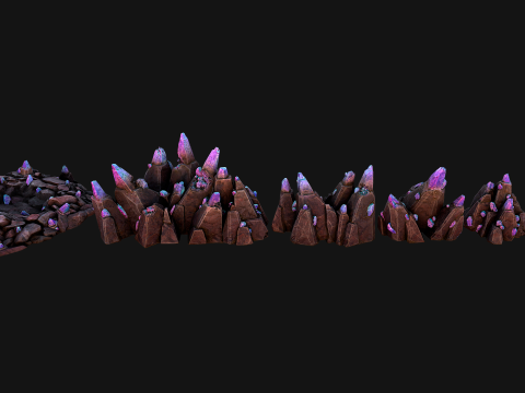 Deposits of Gems and Crystals for Dungeon and Mine 3D Model