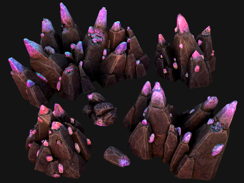 Deposits of Gems and Crystals for Dungeon and Mine 3D Model