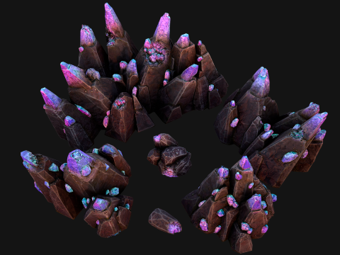 Deposits of Gems and Crystals for Dungeon and Mine 3D Model