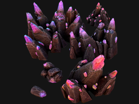 Deposits of Gems and Crystals for Dungeon and Mine 3D Model