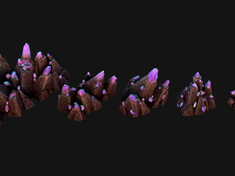 Deposits of Gems and Crystals for Dungeon and Mine 3D Model