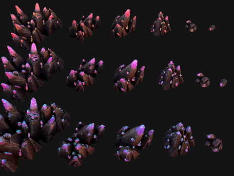 Deposits of Gems and Crystals for Dungeon and Mine 3D Model