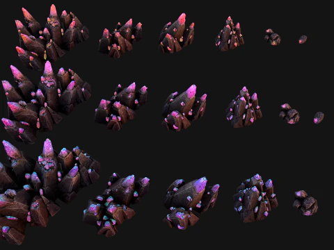 Deposits of Gems and Crystals for Dungeon and Mine 3D Model