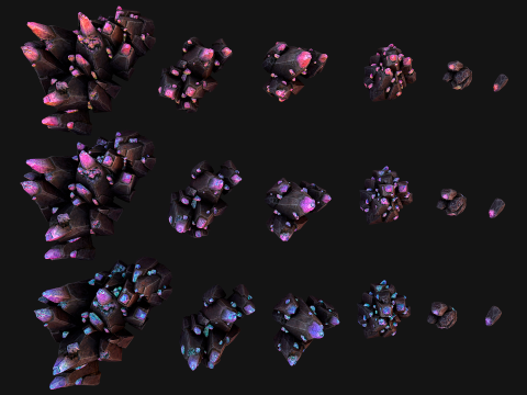 Deposits of Gems and Crystals for Dungeon and Mine 3D Model
