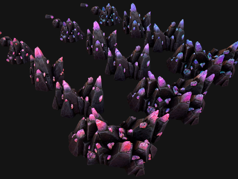 Deposits of Gems and Crystals for Dungeon and Mine 3D Model
