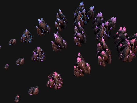 Deposits of Gems and Crystals for Dungeon and Mine 3D Model