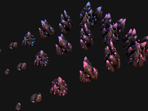Deposits of Gems and Crystals for Dungeon and Mine 3D Model