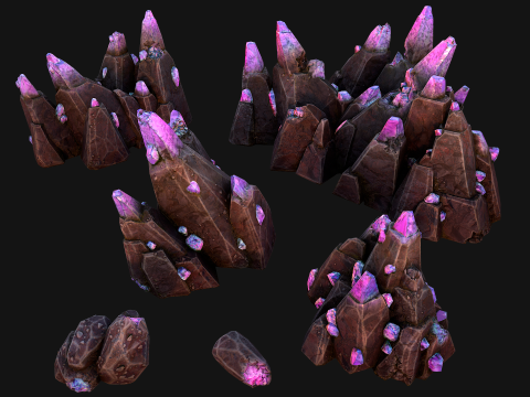 Deposits of Gems and Crystals for Dungeon and Mine 3D Model