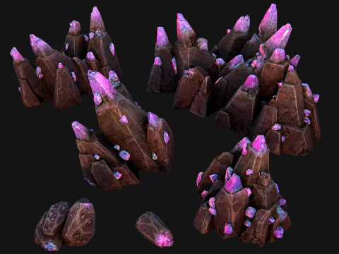 Deposits of Gems and Crystals for Dungeon and Mine 3D Model