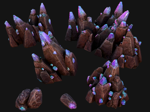 Deposits of Gems and Crystals for Dungeon and Mine 3D Model