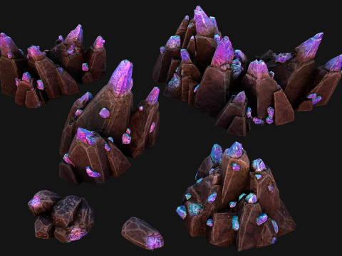 Deposits of Gems and Crystals for Dungeon and Mine 3D Model