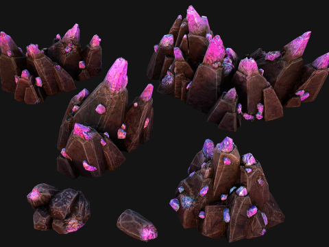 Deposits of Gems and Crystals for Dungeon and Mine 3D Model