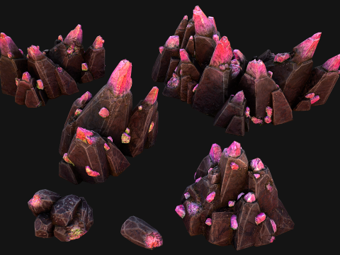 Deposits of Gems and Crystals for Dungeon and Mine 3D Model