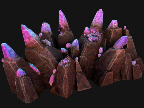 Deposits of Gems and Crystals for Dungeon and Mine 3D Model