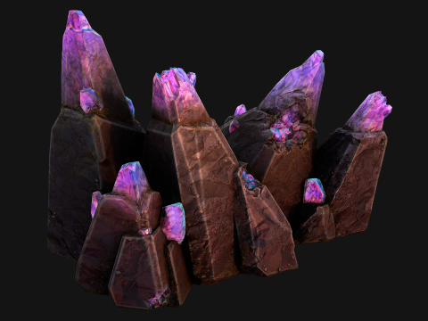 Deposits of Gems and Crystals for Dungeon and Mine 3D Model