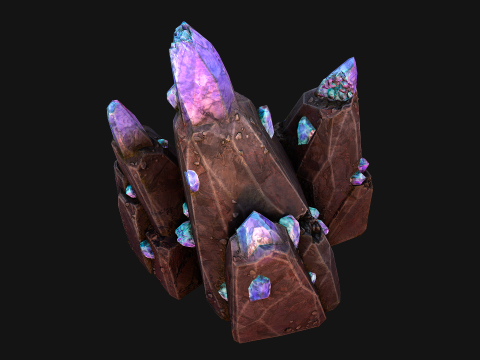 Deposits of Gems and Crystals for Dungeon and Mine 3D Model