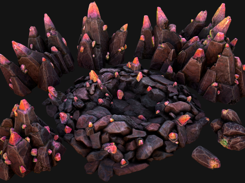 Deposits of Magic Crystals and Gems 3D Model