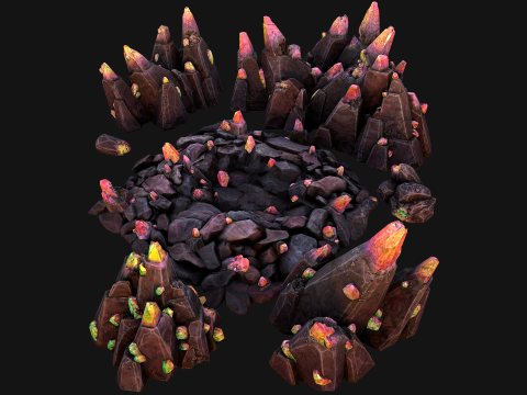 Deposits of Magic Crystals and Gems 3D Model