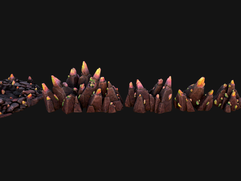 Deposits of Magic Crystals and Gems 3D Model