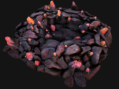Deposits of Magic Crystals and Gems 3D Model