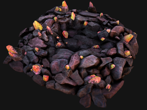 Deposits of Magic Crystals and Gems 3D Model
