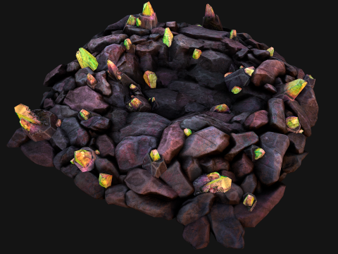 Deposits of Magic Crystals and Gems 3D Model