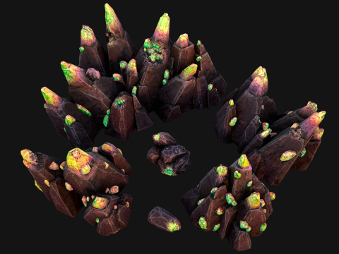 Deposits of Magic Crystals and Gems 3D Model