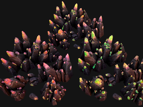 Deposits of Magic Crystals and Gems 3D Model