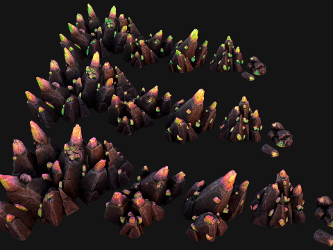 Deposits of Magic Crystals and Gems 3D Model