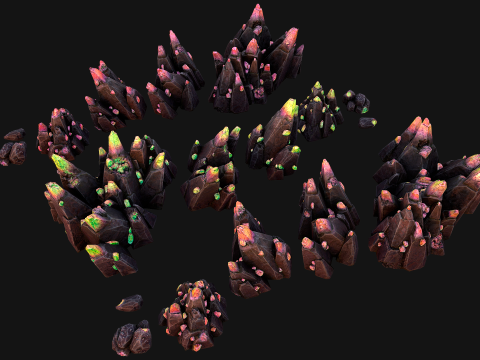 Deposits of Magic Crystals and Gems 3D Model