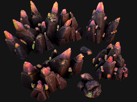Deposits of Magic Crystals and Gems 3D Model