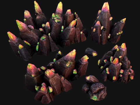 Deposits of Magic Crystals and Gems 3D Model