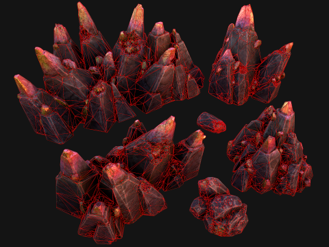 Deposits of Magic Crystals and Gems 3D Model