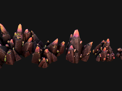 Deposits of Magic Crystals and Gems 3D Model